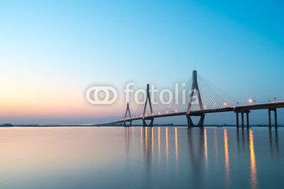 dongting lake bridge in sunset