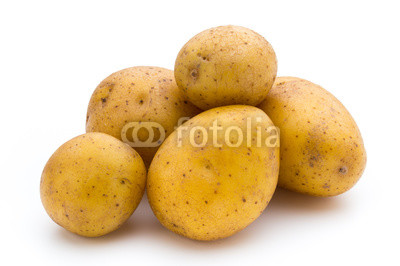 Raw potato isolated on white background.