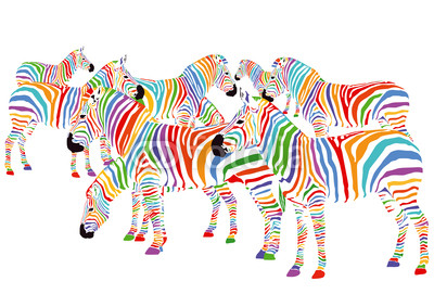 Farbenfrohe Zebras