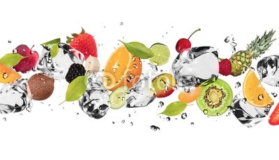 Ice fruit on white background