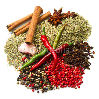 Powder spices  in white background