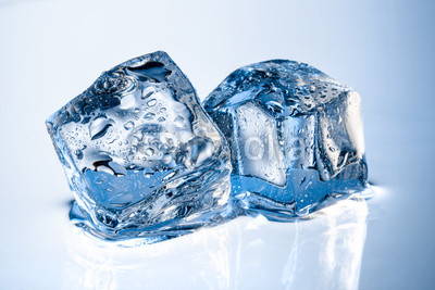 Ice cubes with drops isolated