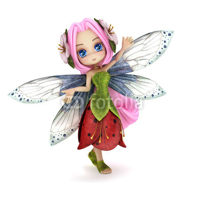 Cute toon fairy posing on a white background