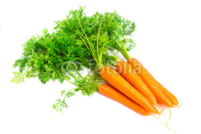 Fresh carrots isolated on white background