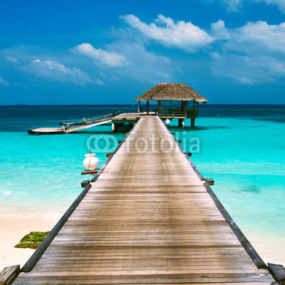 Beautiful beach with water bungalows