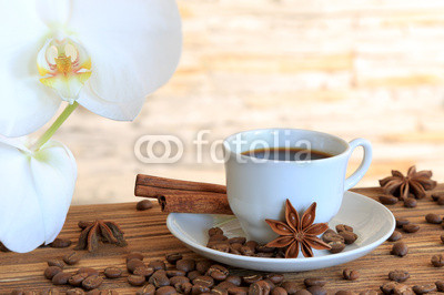 Black coffee with cinnamon