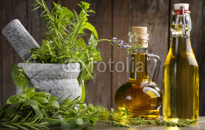 herbs and oil