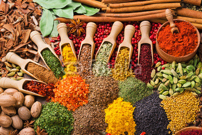 composition with different spices and herbs