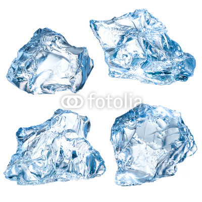 Ice blocks on a white background. Collection
