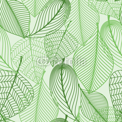 Green leaves seamless pattern background