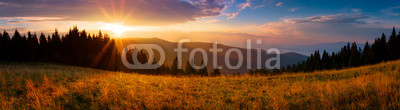 Panoramic view of the sunrise in the Tatra mountains