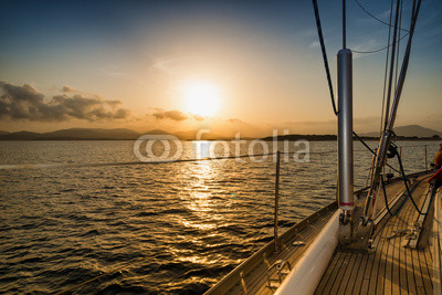 sunset on the sea from the sail boat