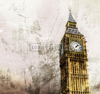 London - Big Ben - Altes Retro Foto