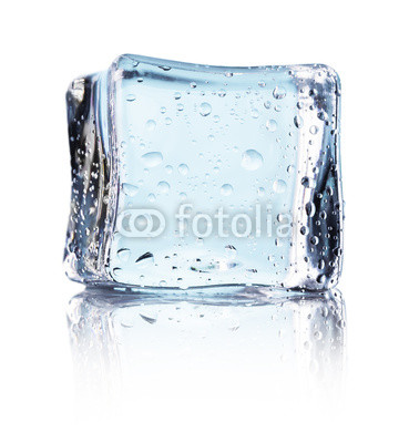 Cube of blue ice isolated on a white background