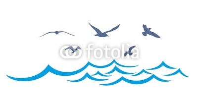 Sea landscape with seagulls.