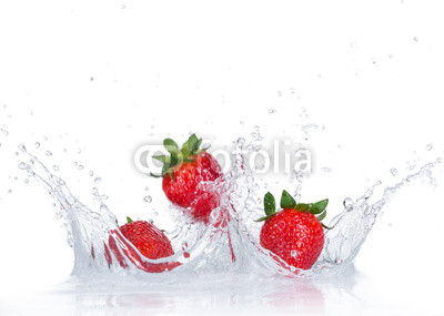 Fresh Strawberries with water splash