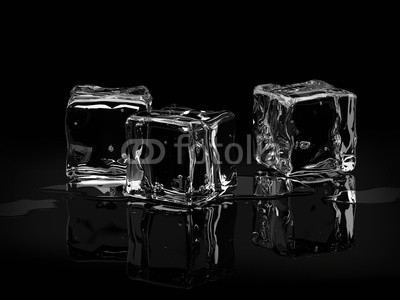 Ice cubes on black background.3D render.