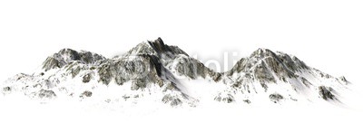 
Snowy Mountains - Mountain Peak - separated on white background