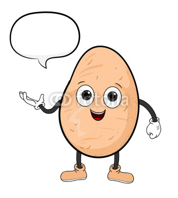 Cartoon Potato With Text, a hand drawn vector illustration of a cartoon potato with text.