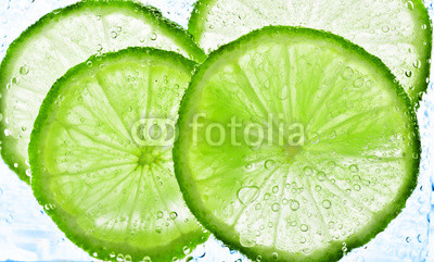 lime with bubbles isolated on white