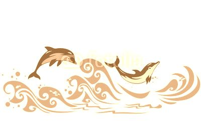 Dolphins jumping in sea waves