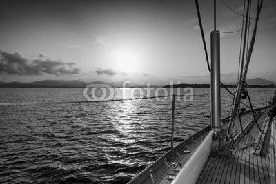 sunset on the sea from the sail boat