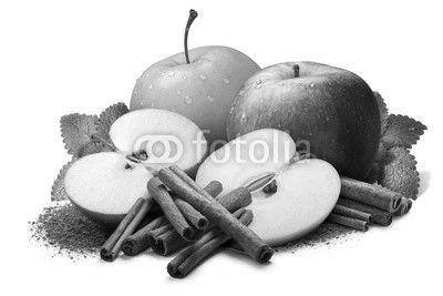 Melissa, red and green apples with cinnamon, paths