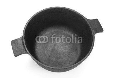 New Empty Classic Cast Iron Dutch Oven Or Pot Isolated