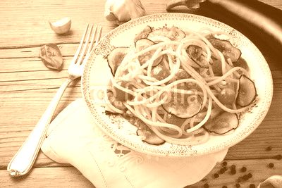 Spaghetti with eggplant and cherry tomatoes