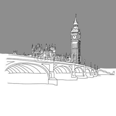 Westminster Palast mit Big Ben, Skizze