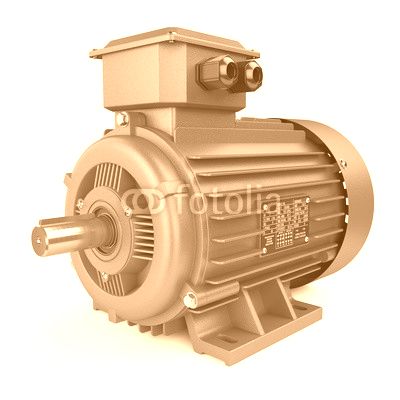 Blue electric industrial motor. Isolated on white background 3d