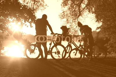 Family on a bicycle ride