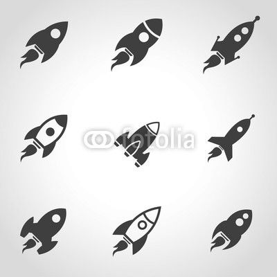 Vector black rocket icon set. Rocket Icon Object, Rocket Icon Picture, Rocket Icon Image - stock vector