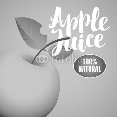 Vector banner with apple and inscription apple juice