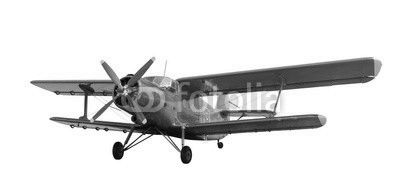 Red airplane biplane with piston engine