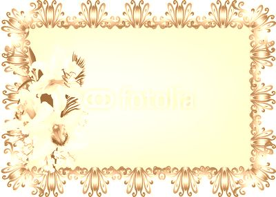 light orchid and lily flowers in golden frame