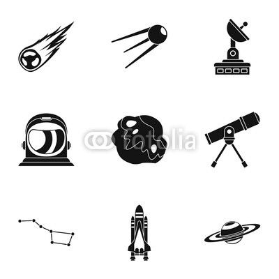 Cosmos icons set, simple style