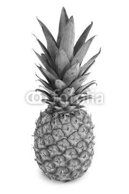 pineapple with fresh green leaves isolated on white background