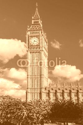 Clock tower "Big Ben" near House of Parliament, London, UK.