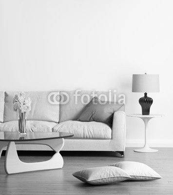 Modern beige sofa in a contemporary living room