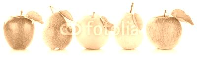 Apfel Frucht Birne Birnen Äpfel Früchte Obst in einer Reihe Fr