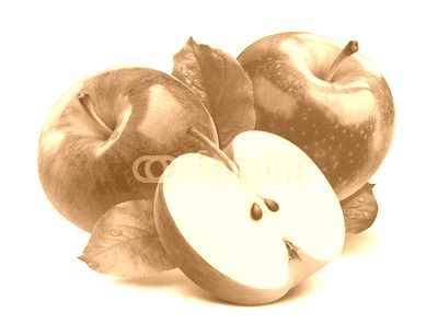 3 red apples half isolated on white background as package design element