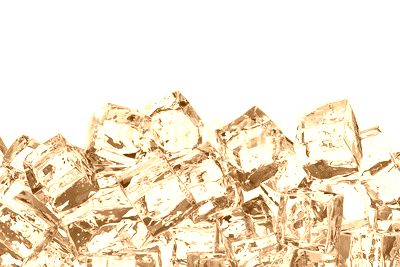 heap of ice cubes on white background