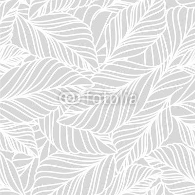 Vector hand drawn doodle leaves seamless pattern. Light pastel b