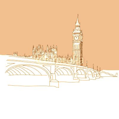 Westminster Palast mit Big Ben, Skizze