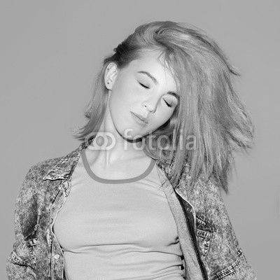 Stylish Girl with Orange hair and denim shirt