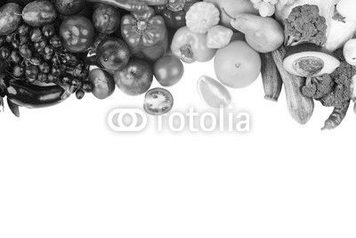 Set of multicolored fresh raw vegetables and fruits, isolated