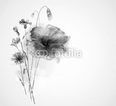 Floral bouquet with poppy and cornflowers