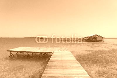 Maisons sur pilotis, Karimunjawa, Indonésie