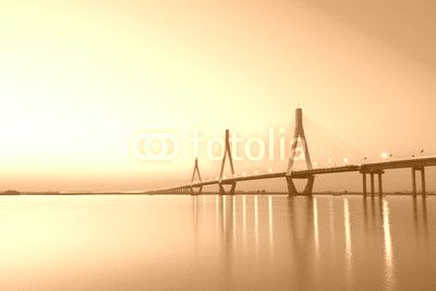 dongting lake bridge in sunset